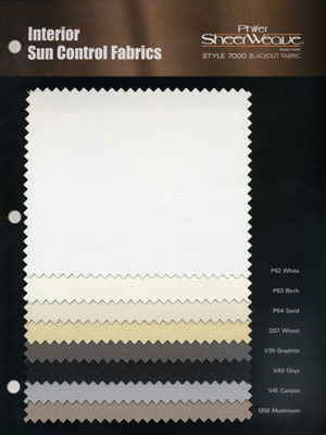 Phifer Sheerweave Phifer SheerWeave Style 7000 Sample Card in Style 7000 Phifer 7000  Fabric